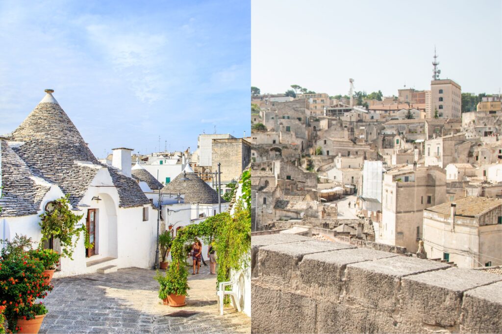 Collage Alberobello e Matera