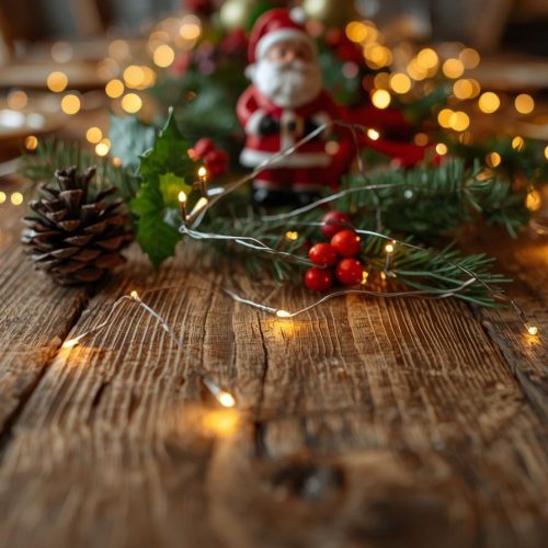 addobbi natalizi sulla tavola che si utilizza per fare la cooking class