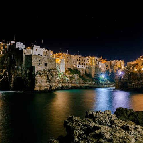 Night,City,View,Of,Polignano,A,Mare,,Apulia,,Italy